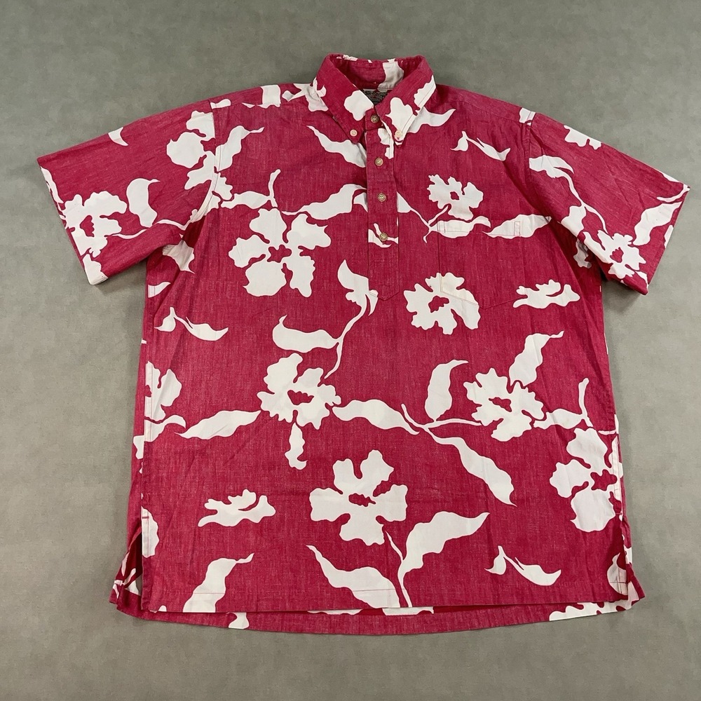 Reyn Spooner Commemorative Classics Hawaiian Shirt Mens Medium Red Popover VTG